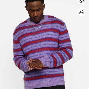 MNML Purple & Red Striped Mohair Sweater oversized by design men’s extra small